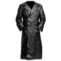 Men's Coat Faux Trench Leather Duster Coat german classic officer military uniform black trench coat
