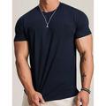 Men's Plus Size Big Tall Men Tops T shirt Tee Tee Crewneck Black White Navy Blue Short Sleeves Outdoor Going out Basic Plain Clothing Apparel Cotton Blend Stylish Casual Tops