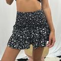 Women's Skirt A Line Mini High Waist Skirts Ruffle Print Floral Daily Vacation Summer Polyester Fashion Bohemian Casual Boho Apricot Black White Pink