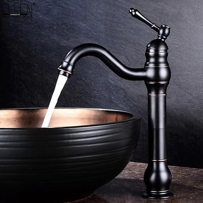 Bathroom Sink Mixer Faucet Antique Brass ORB, 360 Rotatable Basin Tap Single Handle Deck Mounted, Traditional Washroom Vessel Bath Taps