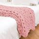 Chunky Knit Blanket Throw 100% Hand Knit with Jumbo Chenille Yarn