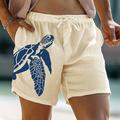 Turtle Printed Men's Graphic Cotton Linen Shorts Summer Hawaiian Shorts Beach Shorts Drawstring Elastic Waist Breathable Soft Short Casual Daily Holiday Streetwear Clothing