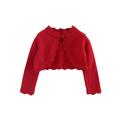 Kids Girls' Bolero Cardigans Jacket Long Sleeve Fruit Pink Wine Dusty Blue Cotton Children Tops Fall Winter Active Adorable School Regular Fit 2-12 Years