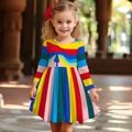 Girls' 3D Graphic Striped Trees Dress Long Sleeve 3D Print Summer Spring Fall Sports Outdoor Daily Holiday Cute Casual Beautiful Kids 3-12 Years Casual Dress A Line Dress Above Knee Polyester