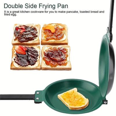 1pc Steel Double Pan, The Perfect Pancake Maker, Nonstick Easy To Flip Pan, Double Sided Frying Pan For Fluffy Pancakes, Omelets, Cooking Eggs Frittatas More! Pancake Pan Dishwasher Safe Large, Cook