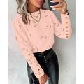 Women's Blouse Heart Casual Raglan Sleeves Black White Pink Print Button Long Sleeve Elegant Round Neck Form Fit Spring Summer