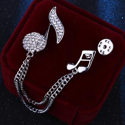 Men's Crystal Brooches Spiga Creative Music Notes Vertical / Gold bar Luxury Basic Fashion Classic Rock Rhinestone Brooch Jewelry Silver Gold For Party Wedding Daily Work Club