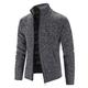 Men's Sweater Cardigan Sweater Zip Sweater Sweater Jacket Fleece Sweater Ribbed Knit Zipper Solid Color Stand Collar Casual Daily Clothing Apparel Winter Fall Black Blue XS S M