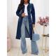 Women's Denim Jacket Jean Jacket Long Trench Coat Windproof with Pockets Vintage Style Casual Daily Street Style Jacket Long Sleeve Solid Color