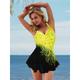 Women's Swimwear 2 Piece Swim Dress Plus Size Swimsuit Print for Big Busts Leaf Vacation Sporty Bathing Suits