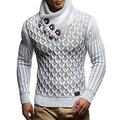 Men's Sweater Pullover Sweater Jumper Turtleneck Sweater Cable Knit Button Knitted Geometric Turtleneck Stylish Vintage Style Clothing Apparel Fall Winter White / Black Black S M L