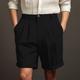 Men's Shorts Linen Shorts Summer Shorts Pleated Shorts Button Pocket Pleats Plain Comfort Breathable Short Casual Daily Holiday Linen Cotton Blend Fashion Designer Black White