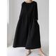 Women's Casual Dress Cotton Linen Dress Swing Dress Maxi long Dress Linen / Cotton Blend Casual Daily Casual Outdoor Daily Vacation Crew Neck Pocket Long Sleeve Summer Spring Fall 2023 Loose Fit