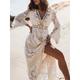 Women's Long Sleeve Boho Dress Boho Chic Dresses Boho Wedding Guest Dress White Lace Wedding Dress Maxi Dress Patchwork Vacation Elegant Bohemia