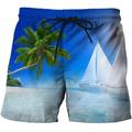 Men's Board Shorts Swim Shorts Swim Trunks Drawstring with Mesh lining Elastic Waist Coconut Tree Quick Dry Short Holiday Beach Hawaiian Casual Royal Blue Blue Micro-elastic