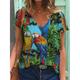 Women's T shirt Tee Light Green Army Green Red Tropical Print Short Sleeve Casual Holiday Tropical V Neck Regular Butterfly Flamingo Painting S