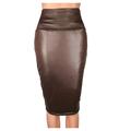 Women's Pencil Bodycon Work Skirts Midi Skirts Solid Colored Office / Career Daily Wear Spring Fall PU Faux Leather Basic Black Wine Blue Brown