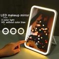 3 Color Led Makeup Mirror High Density Lamp Beads In The Mirror Touch Screen Adjustment Brightness Fill Light Mirror Usb Charging Interface Foldable And Carry Easily Valentine's Day Birthday Gift For Mother Girlfriend Women