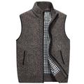Men's Sweater Vest Cardigan Zip Sweater Sweater Jacket Fleece Sweater Knit Knitted Solid Color Stand Collar Modern Contemporary Outdoor Casual Clothing Apparel Winter Black Wine S M L