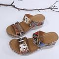 Women's Sandals Wedge Sandals Sexy Shoes Outdoor Slippers Daily Beach Walking Leopard Snake Summer Platform Wedge Heel Open Toe Sexy Classic Casual Faux Leather Loafer Leopard Print Snake print