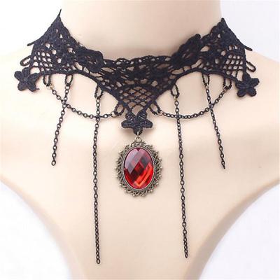 Choker Necklace Pendant Necklace For Women's Party Halloween Masquerade Synthetic Gemstones Crystal Lace Layered Black