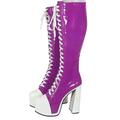 Women's Boots Plus Size Heel Boots Party Daily Leopard Mid Calf Boots Winter Zipper Block Heel Round Toe Sexy Patent Leather Zipper White / Purple Black Red