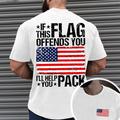 If This Flag Offends You 'Ll Help Pack Vintage Mens 3D Shirt Green Summer Cotton Graphic Prints Patriotic National Drak Gray Black White Tee Men'S Blend Basic Short