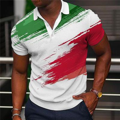 Men's Veterans Patriotic Polo Shirts Golf Shirt Short Sleeve Polo Shirts Collared Shirts Casual Streetwear Vacation Wear Party Outfits Buttons 3D Print White Yellow Red