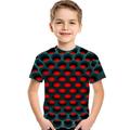 Kids Boys' 3D Vertigo T shirt Tee Short Sleeve Print Optical Illusion Color Block Geometric Print Blue Red Fuchsia Children Tops Summer Active Basic Streetwear