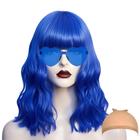 Short Bob Hair Wigs Straight with Flat Bangs Synthetic Colorful Cosplay Daily Party Neon Wig for Women (Only Wigs)