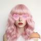 Short Bob Hair Wigs Straight with Flat Bangs Synthetic Colorful Cosplay Daily Party Neon Wig for Women (Only Wigs)