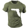 Weapon Gun Printed Men's Graphic Cotton T Shirt Sports Classic Shirt Short Sleeve Comfortable Tee Sports Outdoor Holiday Summer Fashion Designer Clothing