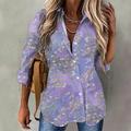 Women's Shirt Blouse Maroon Light Green Pink Floral Button Print Long Sleeve Work Daily Streetwear Casual Shirt Collar Regular Floral S