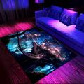 Blacklight Rug UV Reactive Glow in the Dark Area Rug Kitchen Mat Non-Slip Oil Proof Trippy Tree House Floor Mat Livingroom Rug Indoor Outdoor Mat Bedroom Decor Bathroom Mat Entrance Rug Door Mat