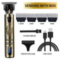 Hair Clippers for Men oupool Professional Cordless Hair Trimmer - Electric T-Blade Beard Trimmer Shaver Edgers Zero Gapped Mens Grooming Kit Rechargeable LCD Hair Cutting Kit - Gifts for Men(Gold)