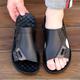 Men's Sandals Flat Sandals Leather Sandals Outdoor Slippers Casual Beach Outdoor Beach Nappa Leather Breathable Loafer Black Grey Summer