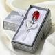 1pc, Valentines Day Gift Crystal Glass Rose Flower In Box Mini Forever Red Gold Artificial Rose For Girlfriend Wedding Gift For Guest
