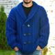 Men's Cardigan Cardigan Sweater Sweater Jacket Chunky Knit Regular Double Breasted Solid / Plain Color Lapel Clothing Apparel Drop Shoulder Fall Winter Royal Blue M L XL