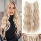 Hair Extensions 20 Inch Long Wavy Blonde Hair Extensions with Invisible Wire Adjustable Size 4 Secure Clips in Hair Extensions for Women