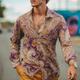 Men's Shirt Boho Shirt Floral Paisley Tribal Graphic Prints Vintage Turndown Black Yellow Purple Green Outdoor Street Long Sleeve Print Clothing Apparel Fashion Streetwear Designer Casual