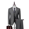 Ivory/Black/Burgundy Men's Wedding Suits Business Suits Special Occasion Valentine's Day Suits 3 Piece Notch Solid Colored Standard Fit Single Breasted One-button 2024