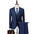 Ivory/Black/Burgundy Men's Wedding Suits Business Suits Special Occasion Valentine's Day Suits 3 Piece Notch Solid Colored Standard Fit Single Breasted One-button 2024