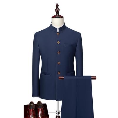 Men's Wedding Ceremony Suits Black White Solid Color Tailored Fit 2 Piece Single Breasted More-button