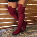 Women's Boots Sock Boots Plus Size Sexy Boots Party New Year Daily Over The Knee Boots Thigh High Boots Winter Flat Heel Fashion Sexy Classic Faux Suede Red Purple Brown