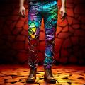 Color Block Colorful Glass Business Abstract Men's 3D Print Dress Pants Pants Trousers Outdoor Daily Wear Streetwear Polyester Red Blue Purple S M L Medium Waist Elasticity Pants