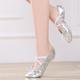 Women's Ballet Shoes Practice Trainning Dance Shoes Performance Yoga Ballroom Dance Split Sole Simple Style Solid Color Flat Heel Round Toe Elastic Band Slip-on Kid's Adults' Silver Silver Gray Gold