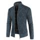 Men's Sweater Cardigan Sweater Zip Sweater Sweater Jacket Fleece Sweater Ribbed Knit Zipper Geometric Stand Collar Casual Daily Clothing Apparel Winter Fall Blue Light Grey XS S M