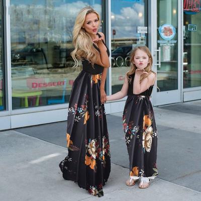 Mommy and Me Dresses Cotton Graphic Home 8016 8010 8011 Short Sleeve Knee-length Mommy And Me Outfits Adorable Matching Outfits