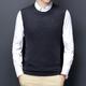 Men's Sweater Vest Wool Sweater Pullover Sweater Jumper Ribbed Knit Knitted Solid Color Crew Neck Keep Warm Modern Contemporary Work Daily Wear Clothing Apparel Sleeveless Spring Fall Black Light