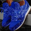 Women's Trainers Athletic Shoes Sneakers Bling Bling Shoes Sequins Bling Bling Sneakers Outdoor Daily Sequin Platform Flat Heel Round Toe Sporty Classic Casual Walking Glitter Mesh Lace-up Silver